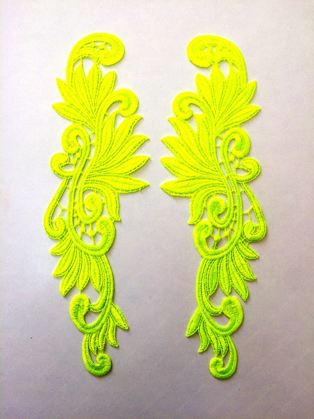 Мереживний лейс (2шт) Yellow Neon 30х9см