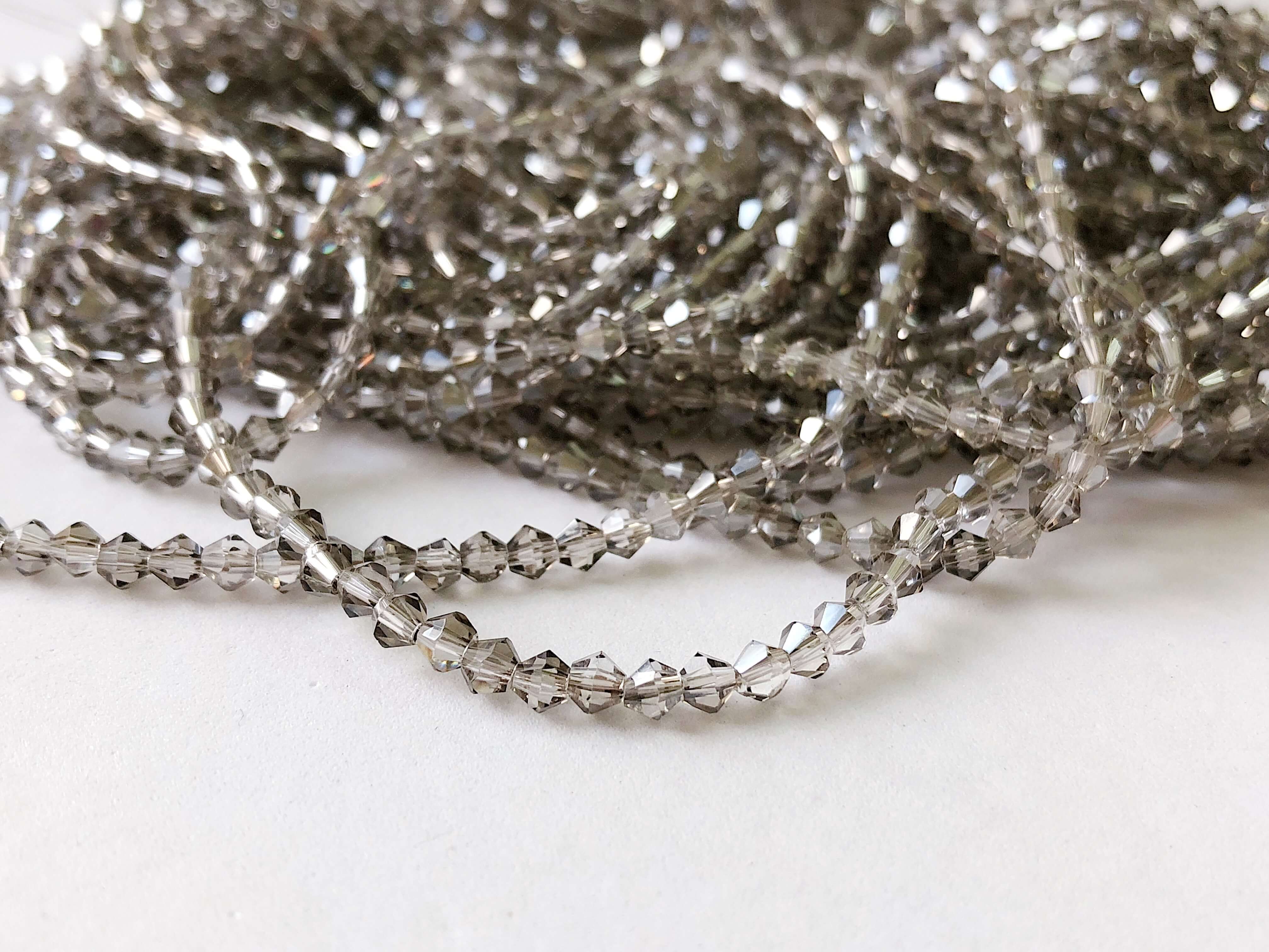 Намистина Біконуси Crystal Grey