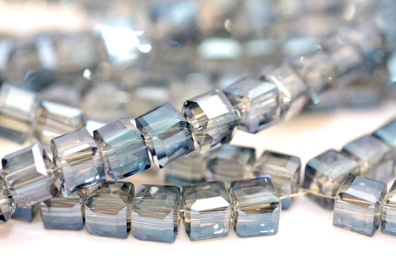 Намистина Куб Crystal Sapphire AB