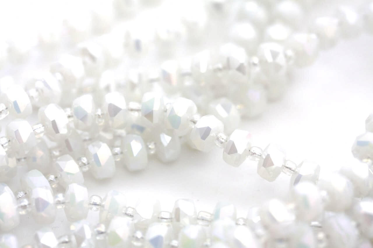 Намистина Плоский Рондель White Opal AB Lux