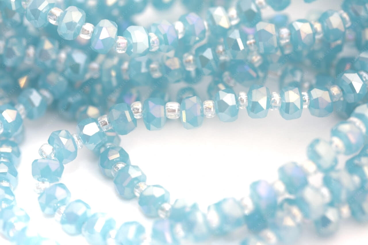 Намистина Плоский Рондель Blue Opal AB Lux