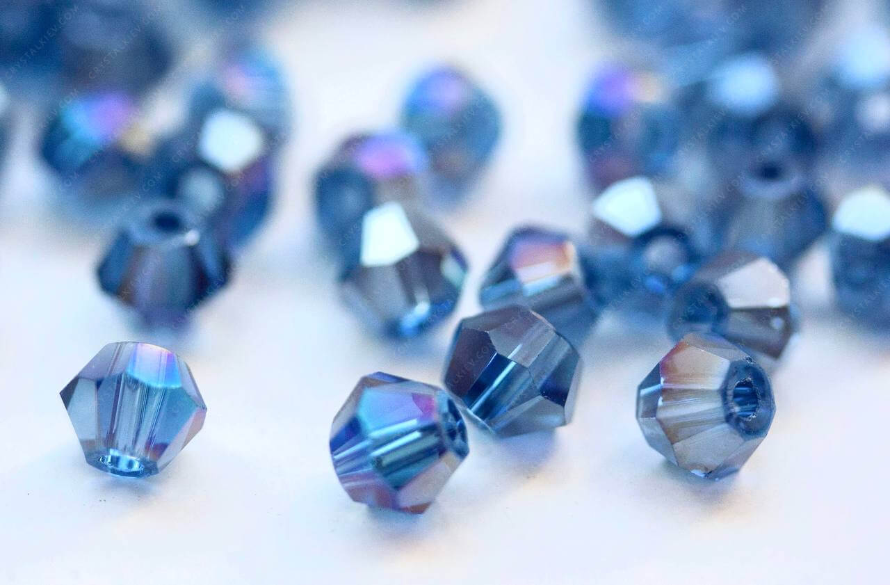 Намистина Біконус Dark Blue AB Lux