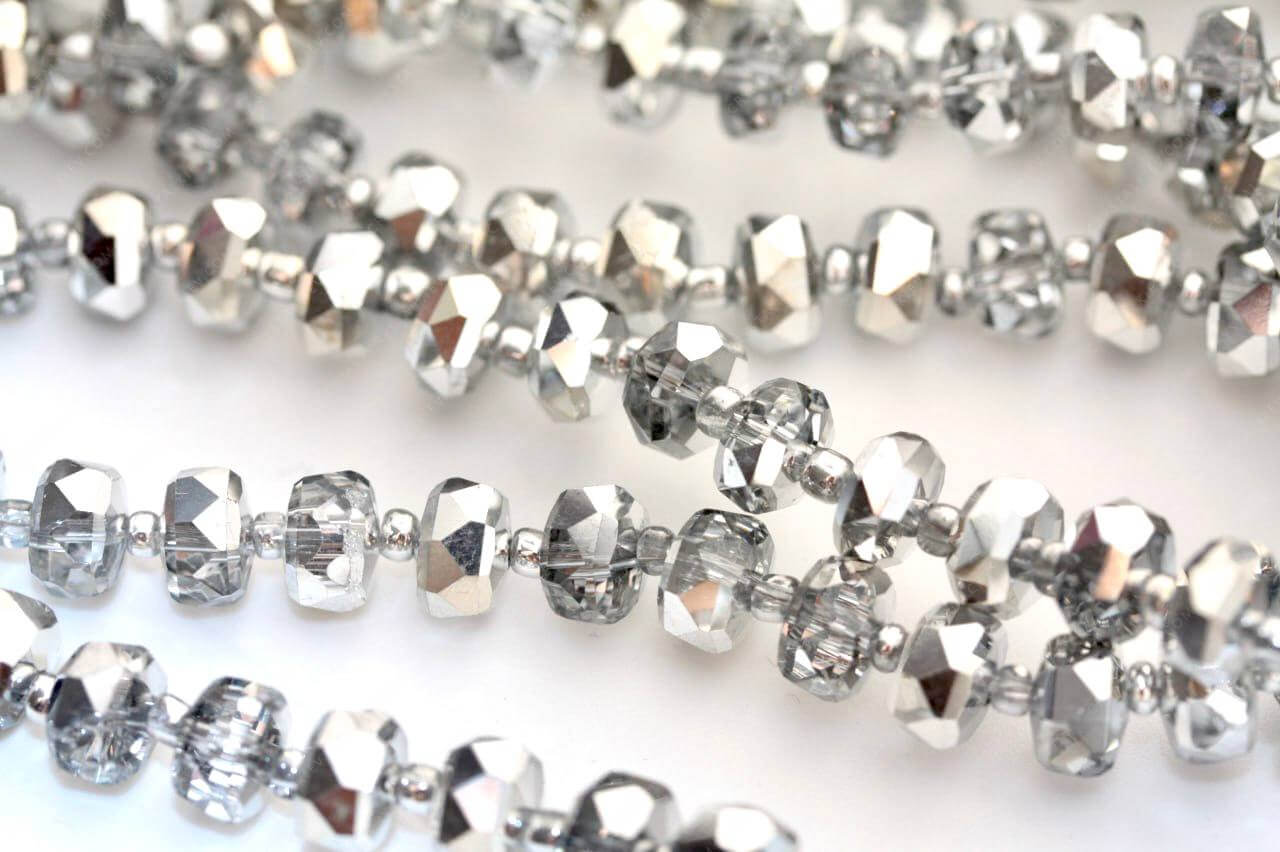 Намистина Плоский Рондель Silver Crystal