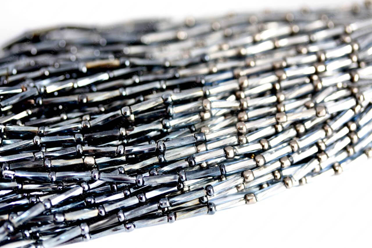 Пучки стеклярусу Lt Sapphire + Hematite 6mm