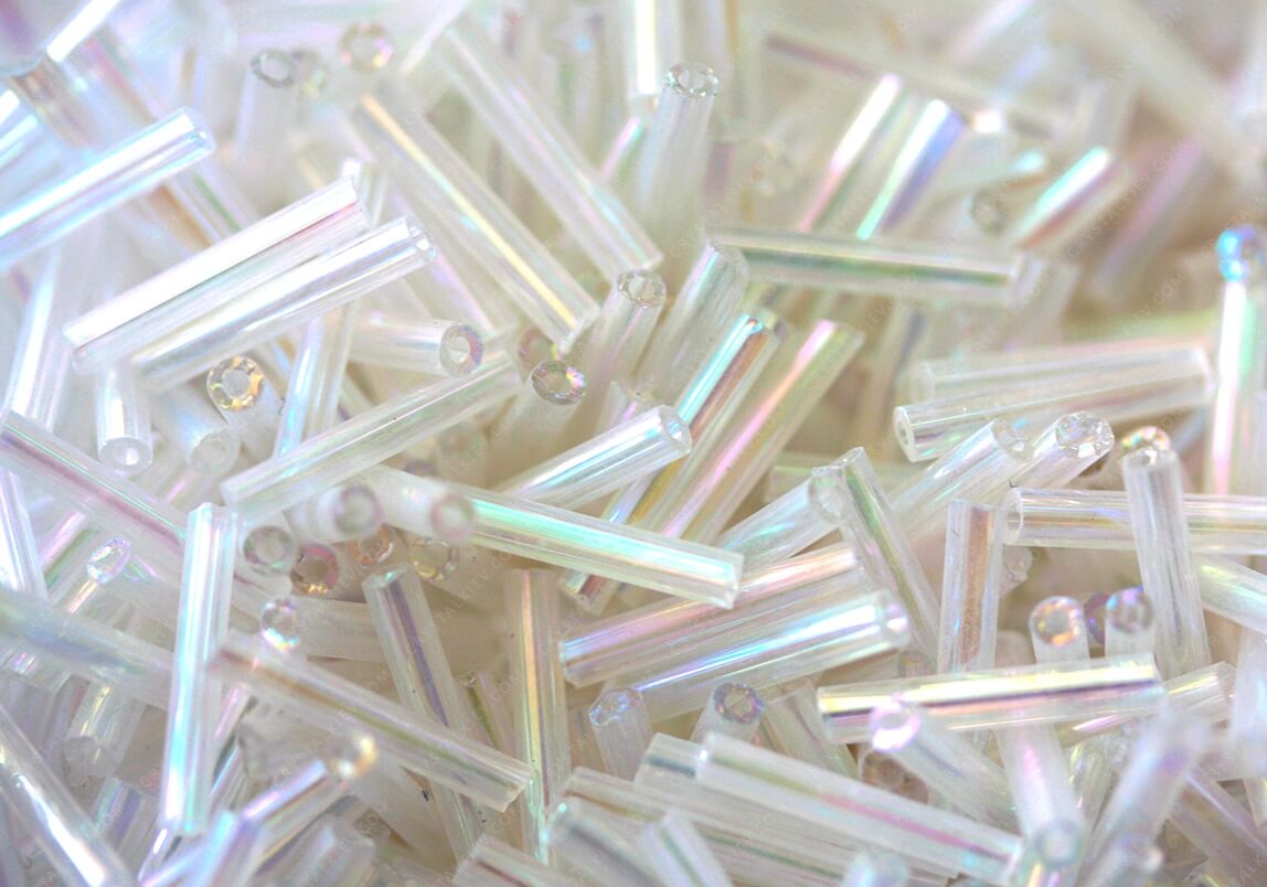 Стеклярус Crystal AB прямий 12.0mm