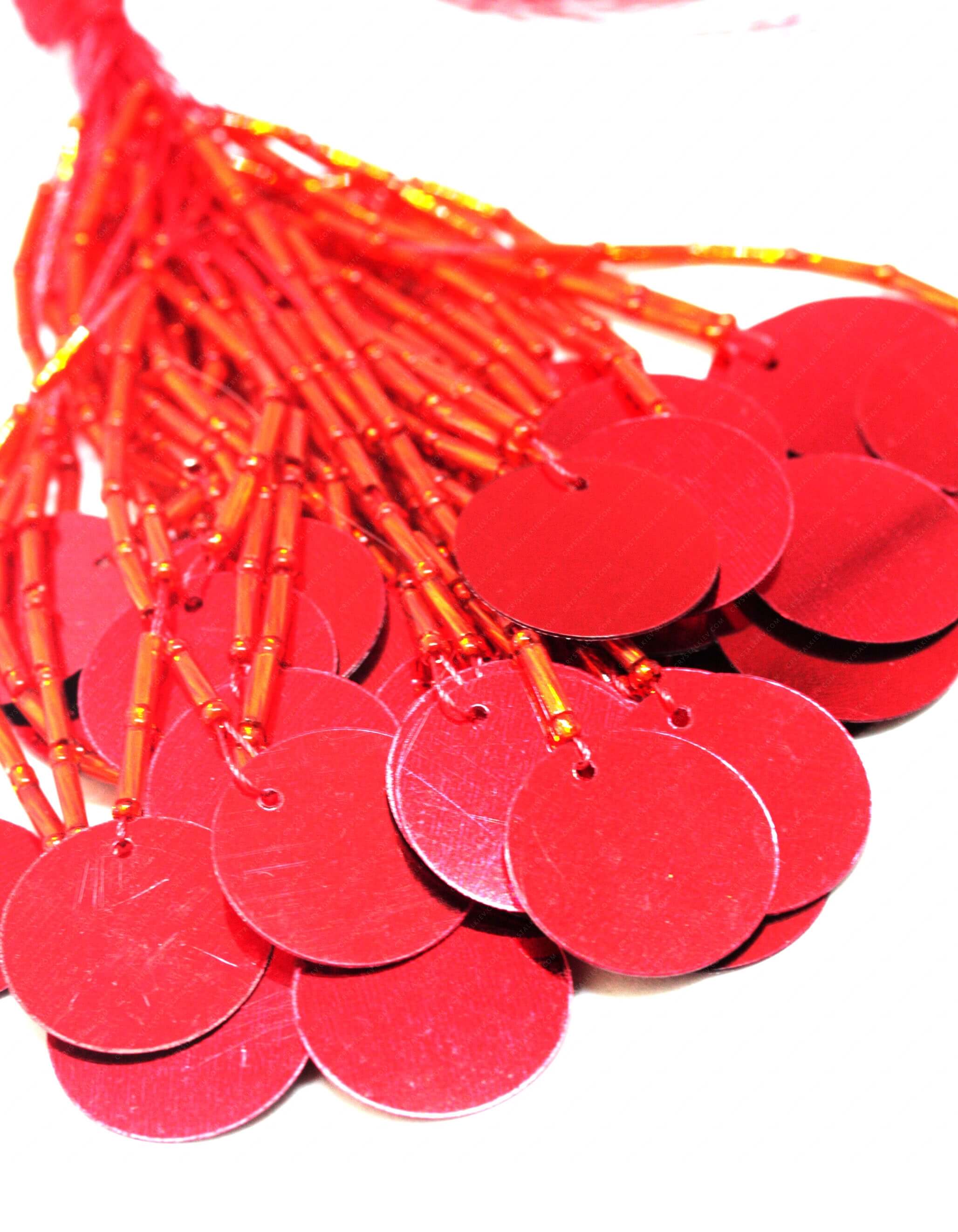 Пучки стекляруса Red + Red паєтка 2 см