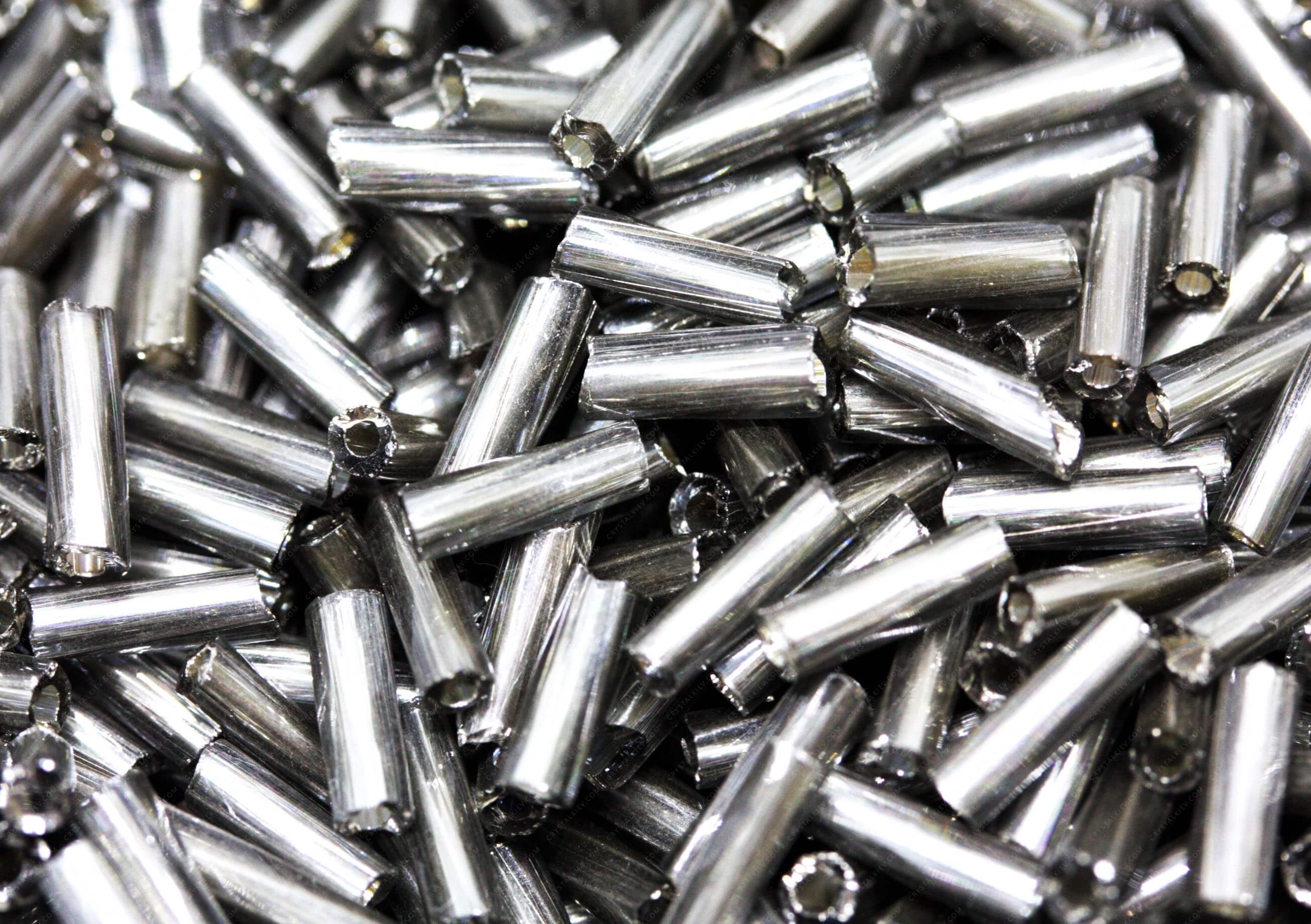 Стеклярус Silver Grey прямий 6mm